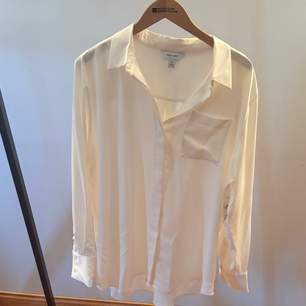 Nine West Cream Satin Blouse